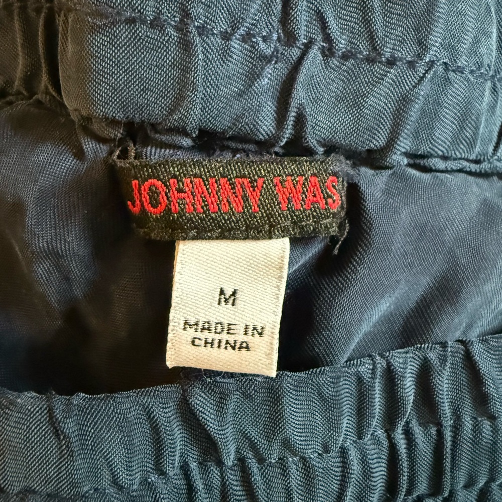 Women’s Johnny Was Dark Teal Blue Jogger Pants Sz M Athleisure Loungewear Travel - Picture 6 of 7